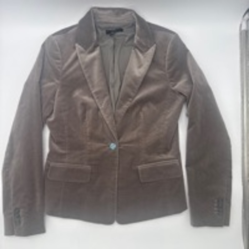 ANN TAYLOR “Velvet” One Button Blazer PETITE 6 Grey